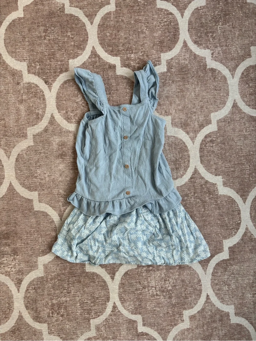 4T Carters: Light Blue Chambray Girls' Ruffle Tank and Floral Skirt w/undershort